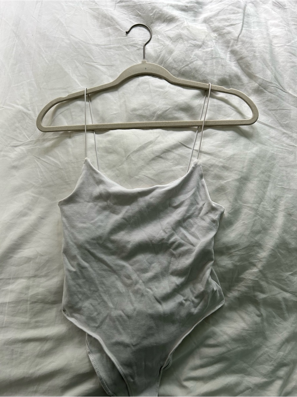 Zara White Spaghetti-Strap Bodysuit